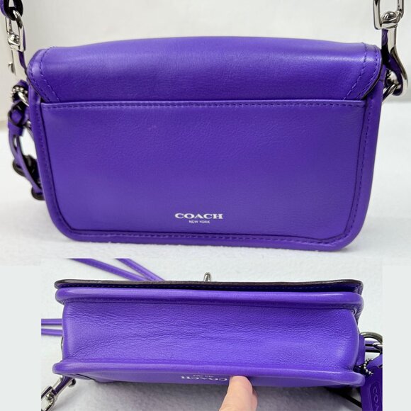 COACH Legacy Penny Ultra Violet Leather #19914 Crossbody Hang Tag and Tassel - Picture 3 of 11